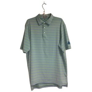 Peter Millar Summer Comfort Blue and Green Striped Polo Men's XL‎